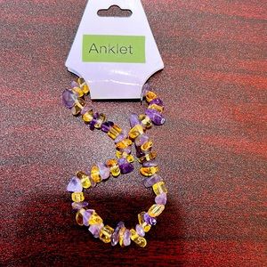 9 in Amethyst and Sunstone anklet
